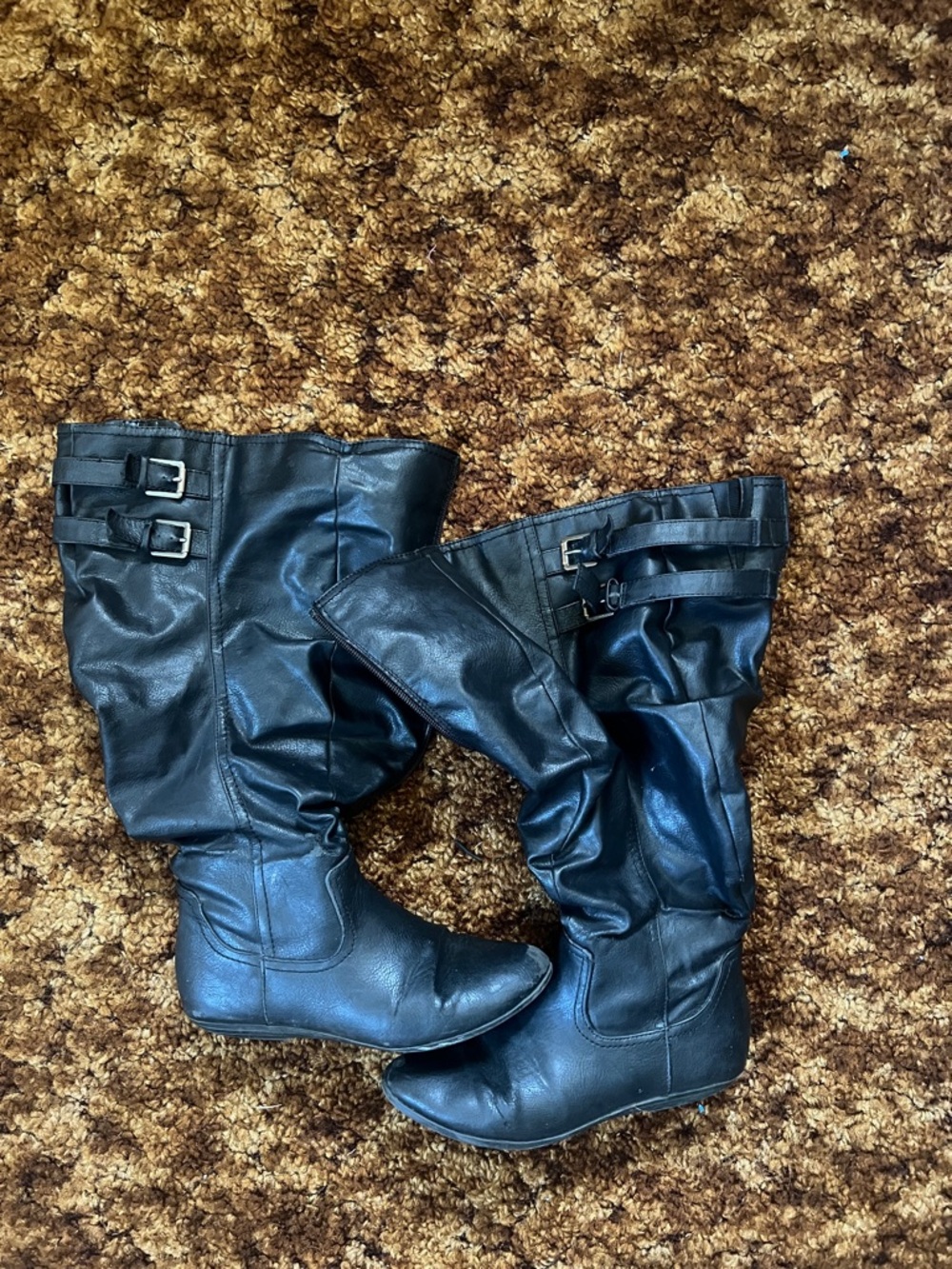 Black Mid-Calf Buckle Boots